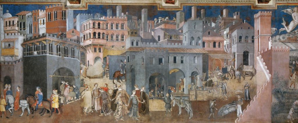 Effects of Good Government in the City, pintado por Ambrogio Lorenzetti