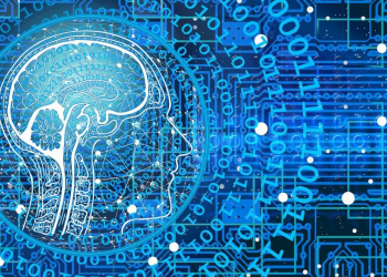 Ilustração de um cérebro e dados